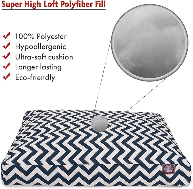 Navy Blue Chevron Large Rectangle Indoor Outdoor Pet Dog Bed With Removable Washable Cover By Majestic Pet Products