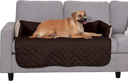 Furhaven Water-Resistant & Reversible 42" Wide Seat Cover Protector for Dogs & Cats, Perfect for Couches, Beds, & Car Seats - Sofa Buddy Bolster Seating Protector - Espresso/Clay, Large