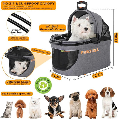 PAWZIDEA Pet Stroller 4 in 1 4 Wheels