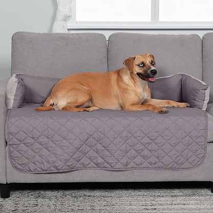 Furhaven Water-Resistant & Reversible 42" Wide Seat Cover Protector for Dogs & Cats, Perfect for Couches, Beds, & Car Seats - Sofa Buddy Bolster Seating Protector - Gray/Mist, Large