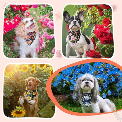 SCENEREAL Summer Dog Bandanas Bulk 4 Pack for Small Medium Large Dogs