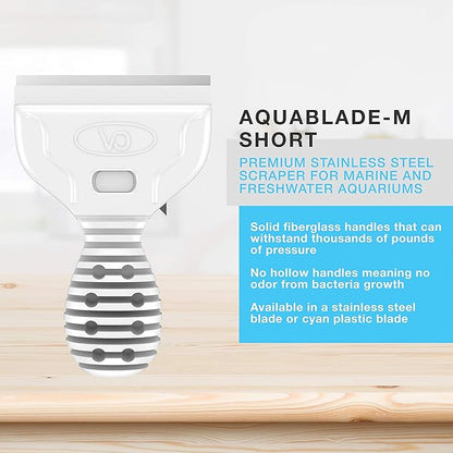 Continuum Aquatics AquaBlade M - Short Stainless Steel Aquarium Scraper to Clean Aquarium Tank,White