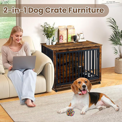 Rovibek Large Dog Crate 44 Inch, 2 Removable