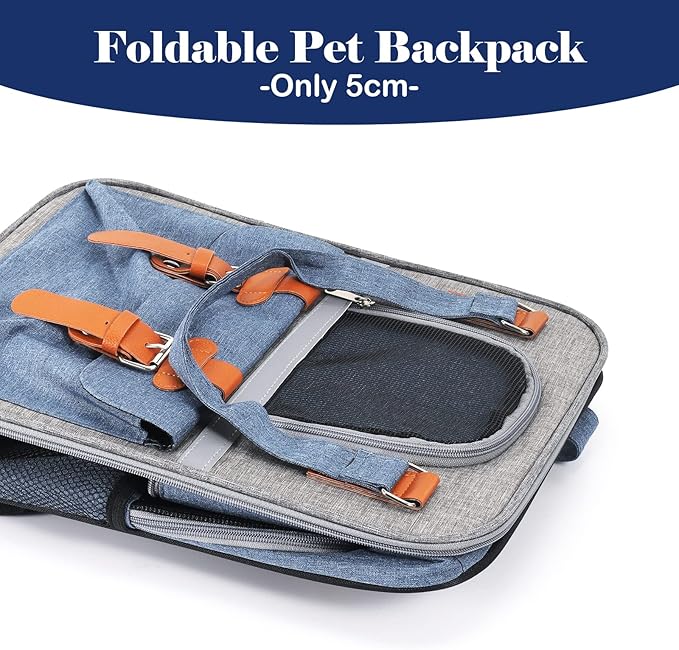 Pet Backpack Carrier for Small Dogs/Cats, Puppies and Small Animals, Fully Ventilated with Breathable Mesh, Comfortable Collapsible Cat Bag for Travel, Hiking, Camping