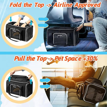 Petskd Top-Expandable Pet Carrier 17x12x8.5 Inches JetBlue Frontier Spirit Airline Approved