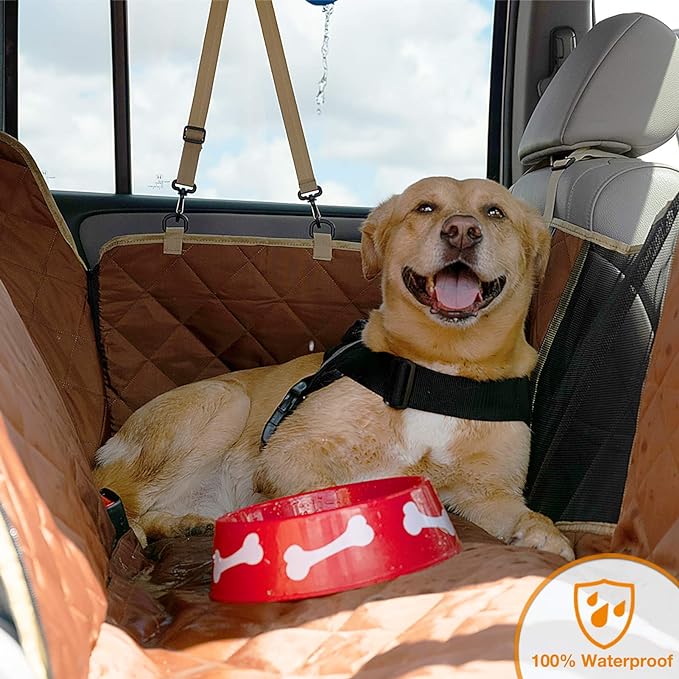 iBuddy Dog Car Seat Cover Waterproof Dog Seat Cover for Back Seat with Mesh Window