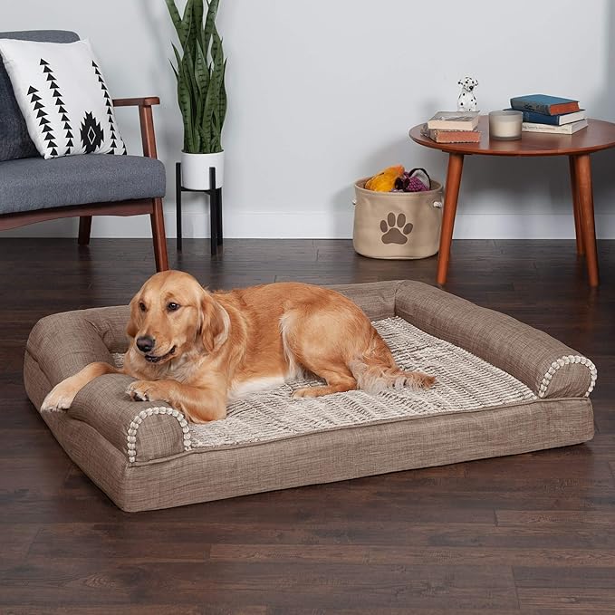 Furhaven Cooling Gel Dog Bed for Large Dogs w/ Removable Bolsters & Washable Cover 95 lbs