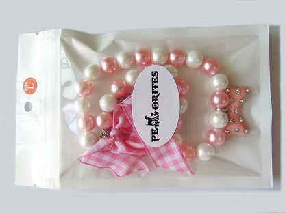Fancy Diamond Pearl Dog Necklace Collar Jewelry with Bling Rhinestones Bone Charm for Pets Cats Small Dogs Girl Teacup Chihuahua Yorkie Clothes Costume Outfits Accessories