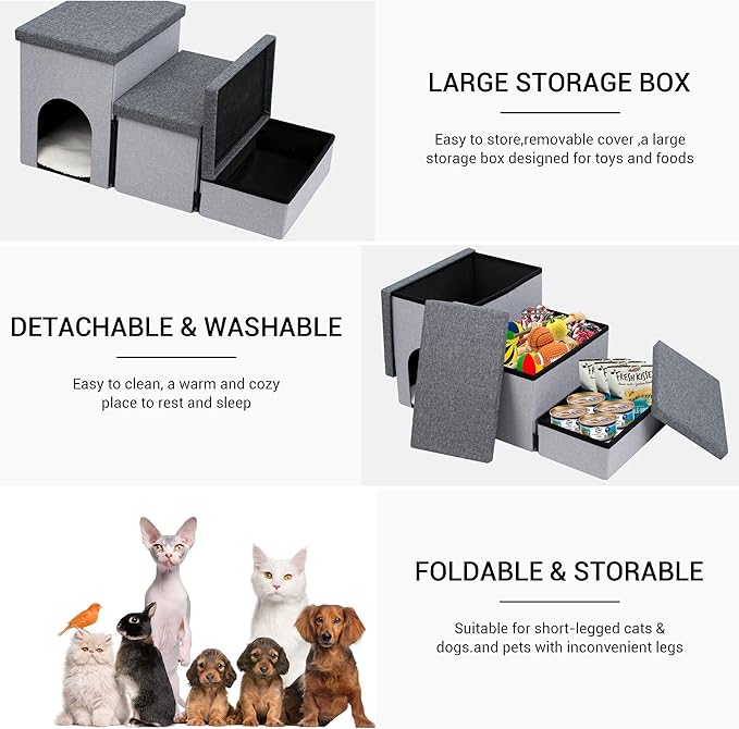 Heeyoo Dog Stairs for Small Dogs 3-Step Pet