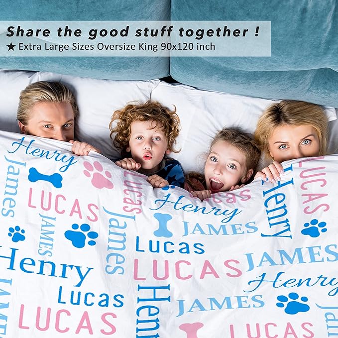 Personalized Dog Blankets Dog Paw Print Blanket Puppy Blanket 60"x50"