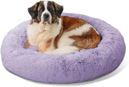 Best Friends by Sheri The Original Calming Donut Cat and Dog Bed in Shag Fur Lavendar 45"