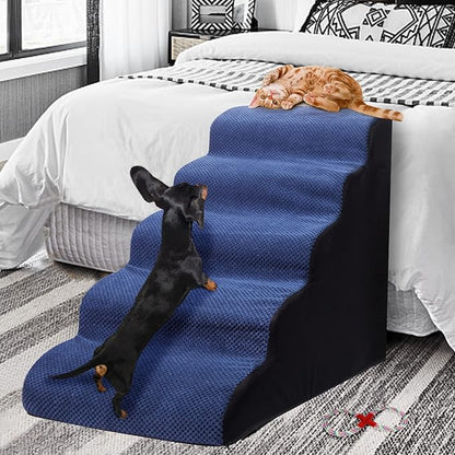 Foam 5 Tier Dog Steps&Stairs for High Beds 25 inches High