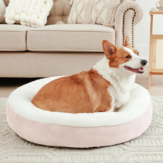 Love's cabin Round Donut Cat and Dog Cushion Bed 25in Pet