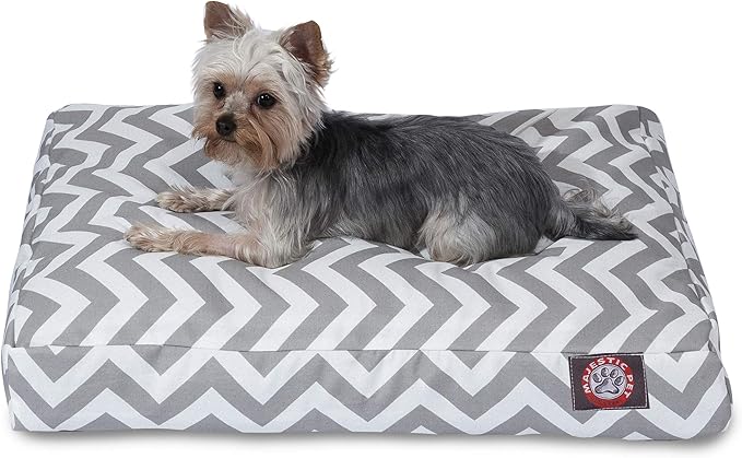 Gray Chevron Small Rectangle Indoor Outdoor Pet Dog Bed With Removable Washable Cover By Majestic Pet Products