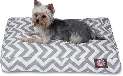 Gray Chevron Small Rectangle Indoor Outdoor Pet Dog Bed With Removable Washable Cover By Majestic Pet Products