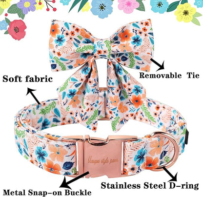 Unique Style Paws Cotton Dog Collar with Bow