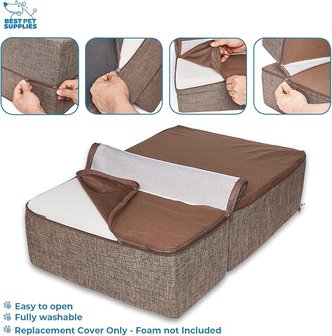 Best Pet Supplies Dog Foam Stairs Cover 2-Step, Brown