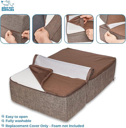 Best Pet Supplies Dog Foam Stairs Cover 2-Step, Brown