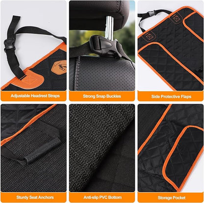 2 Pack Ultimate Full Protection Front Seat Dog Cover Car Front Seat Protector with Storage Pocket Nonslip Scratchproof Durable Pet Hair Resistant Blankets for Cars