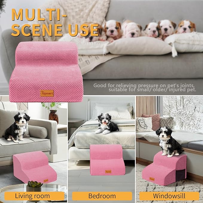 Topmart High Density Foam Pet Steps 2 Tiers 11.8" High,Non-Slip