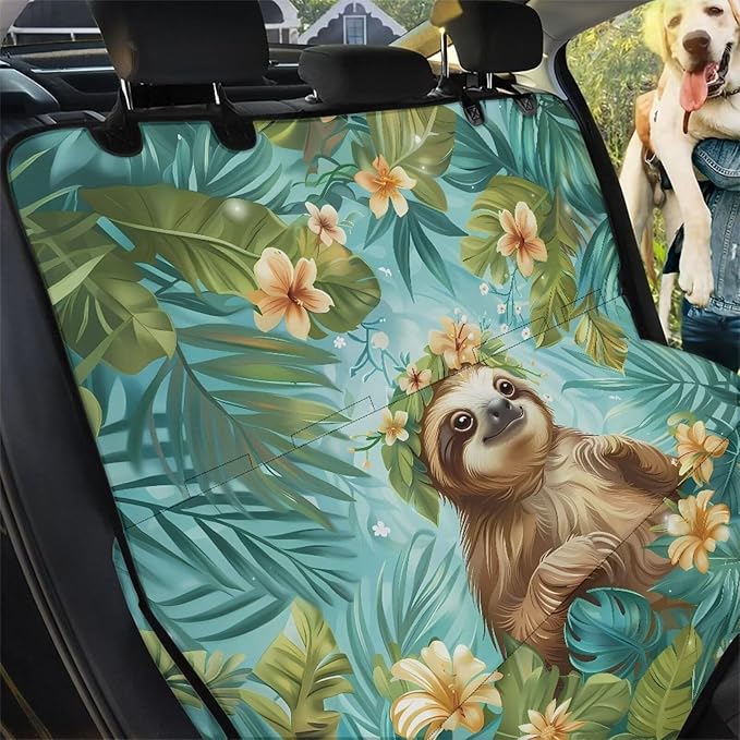 AFPANQZ Tropical Leaves Sloth Car Seat Cover Waterproof