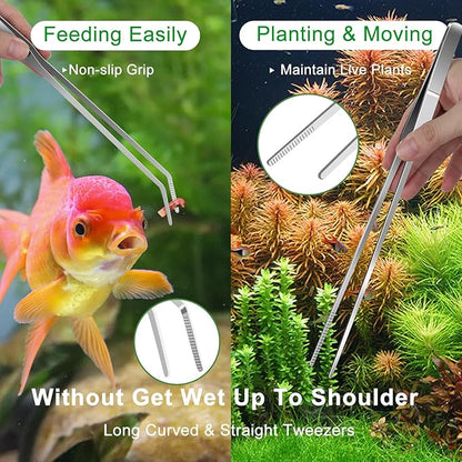 4Pcs Aquascaping Tools Kit, Jeimier Aquascape Tools Long and Strong Planted Aquarium Tweezers, Scissors, Aquarium Algae Scraper, Aquarium Plant Tools, Fish Tank Plant Trimming Kit for Aquascaping