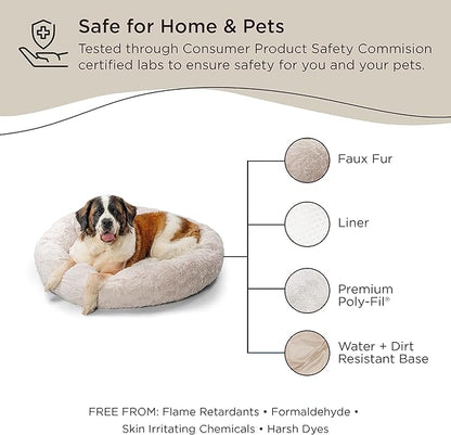 Best Friends by Sheri The Original Calming Donut Cat and Dog Bed in Lux Fur Oyster 45"