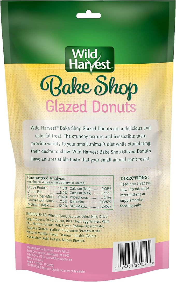 Wild Harvest Food And Unique Edible Treats for Guinea Pigs, Hamsters, Gerbils, and Adult Rabbits, Glazed Donuts, 0.14 pounds, 2.2 Ounce (Pack of 1)