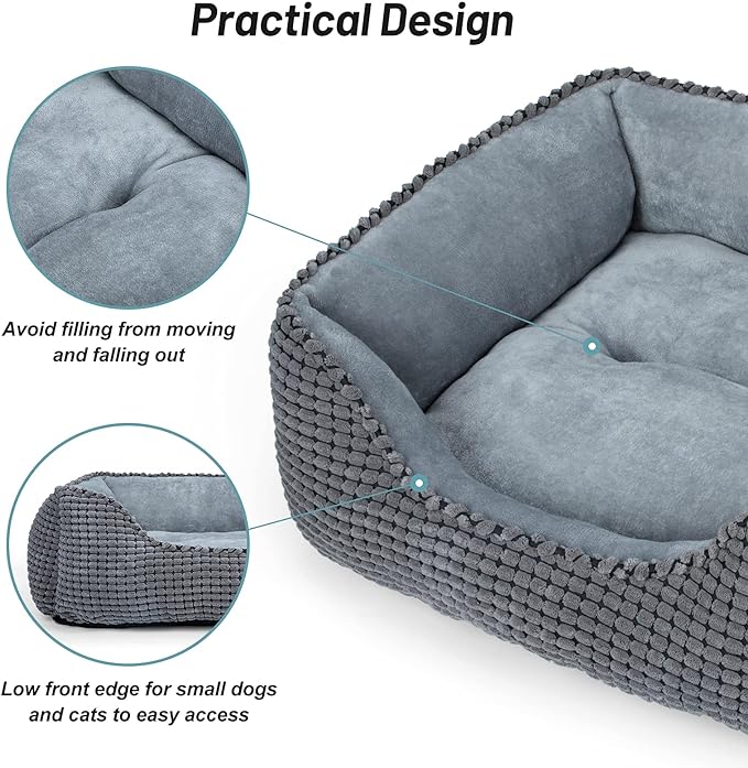 MIXJOY Dog Bed for Large Medium Small Dogs (20'', Grey)