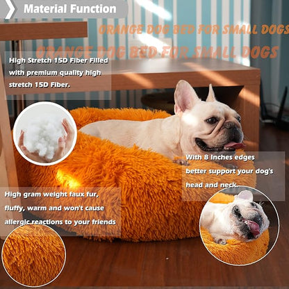 Dog Bed for Calming Dog 23 Inches Orange 25 lbs