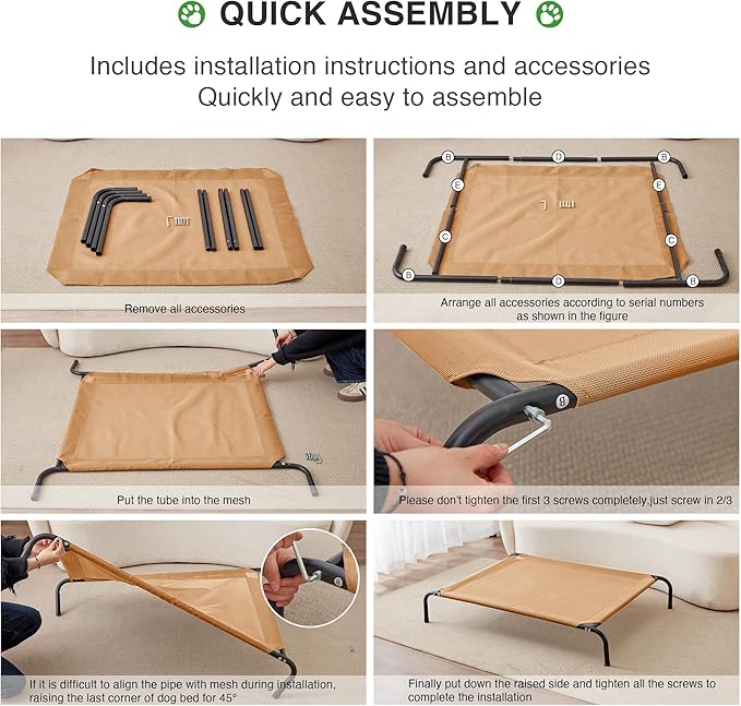 Love's cabin Elevated Cooling Dog Bed for Medium Dogs Beach,Beige,43 inches