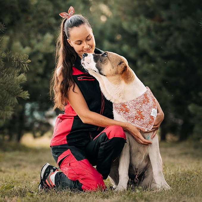 E-Clover Fall Dog Bandana & Matching Scrunchie-Leaves Dog