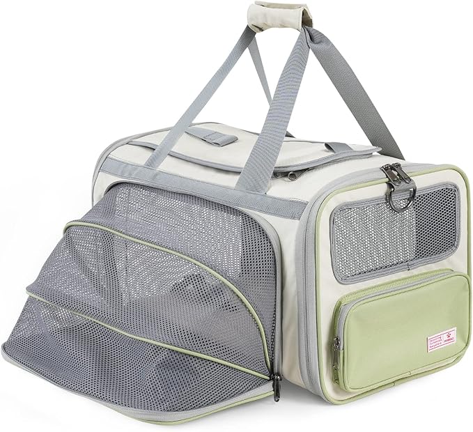 Pawaii Cat Carrier with ID Tag, TSA Airline Approved Cat Carrier, Soft Sided Collapsible Pet Travel Carrier, Foldable Cat Travel Bag, Protable, Comfortable, Convenient Cat Travel Carrier