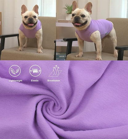 Dog Blank Cotton Shirts,Plain Dogs Large Clothes,Boy Girl Pet Costumes,Yellow & Purple XL