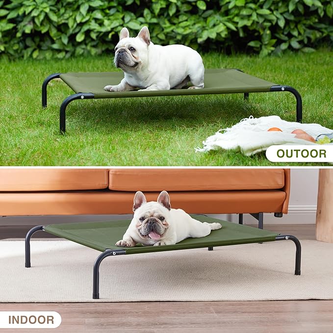 Love's cabin Elevated Cooling Dog Bed for Medium Dogs Green,43 inches