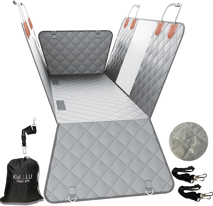 KULULU Dog Car Seat Cover for Back Seat 100% Waterproof (60" W 64" L))