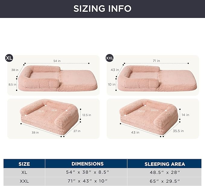 Bedsure Foldable Human Dog Bed for Kids 2 in 1 Calming