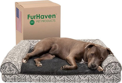 Furhaven Orthopedic Dog Bed for Large/Medium Dogs w/ Removable Bolsters & Washable Cover 55 lbs