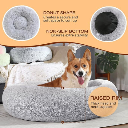 JOLLYVOGUE Calming Donut Dog Bed (24")