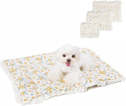 Floral Dog Dog Bed Mat Plush Kennel Pad