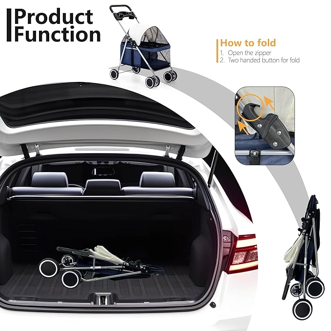 Puppy Small Dog Stroller 33lbs (Blue)