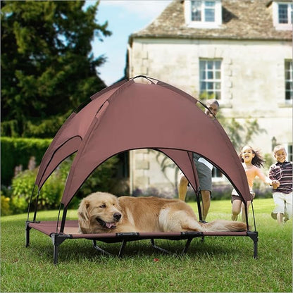 Large Elevated Dog Bed with Canopy 48IN Outdoor