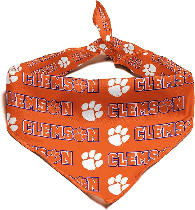 NCAA Officially Licensed Bandana for Dogs and Cats | Fits Pets Great Gift Idea | Easy-to-Tie (Large, Clemson Tigers)