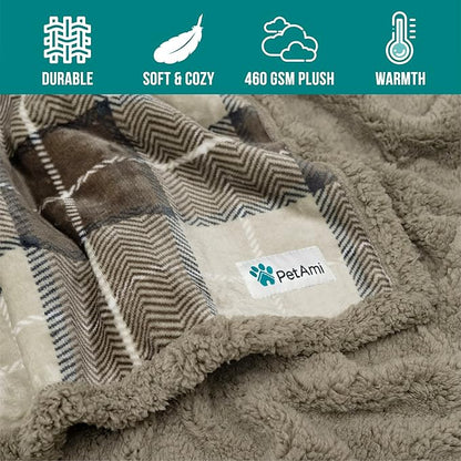 PetAmi Dog Blanket for Bed 60x80 Plaid