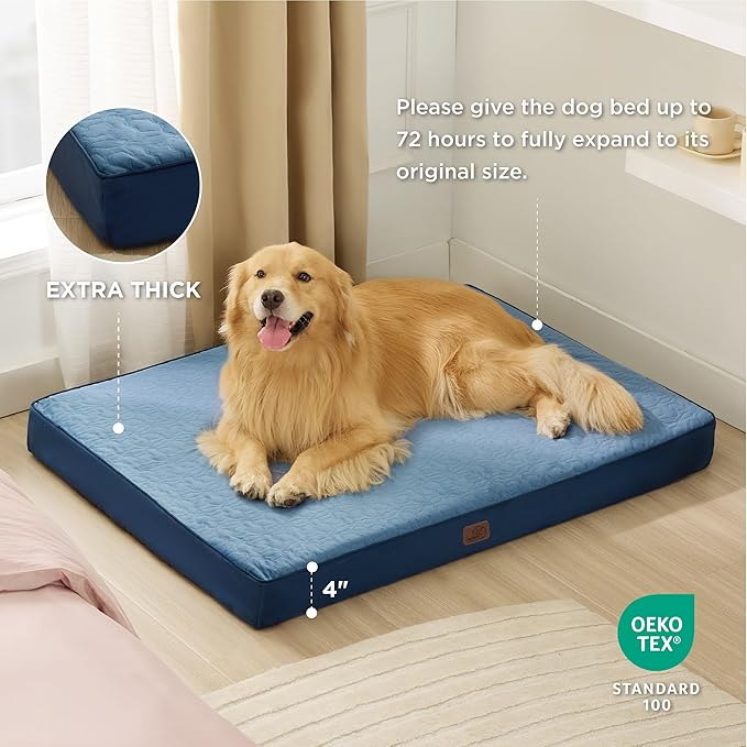 Bedsure Orthopedic Dog Bed for Extra Large Dogs 2-Layer Thick (44x32x4 Inches),