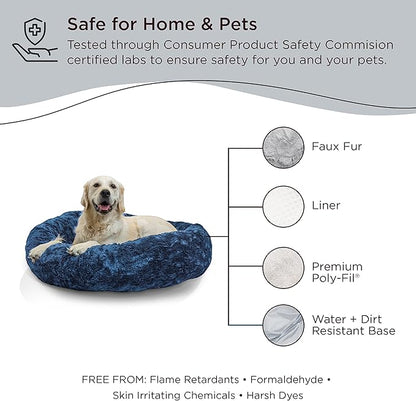 Best Friends by Sheri The Original Calming Donut Cat and Dog Bed in Lux Fur Navy 36"