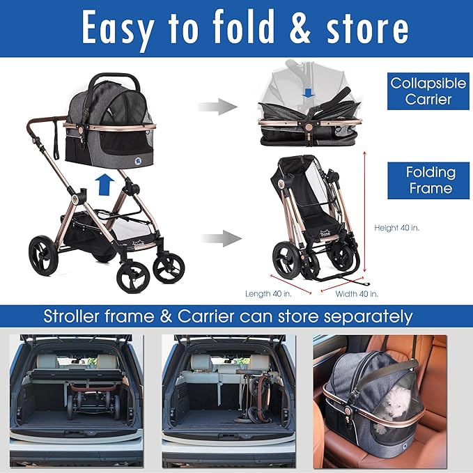 HPZ Pet Rover Prime 3-in-1 Luxury Dog/Cat/Pet Stroller