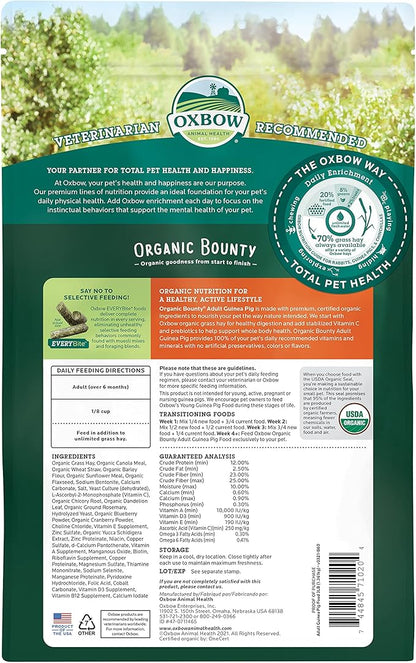 Oxbow Animal Health Organic Bounty Adult Guinea Pig Food, Made In The USA, 3 Pound Bag