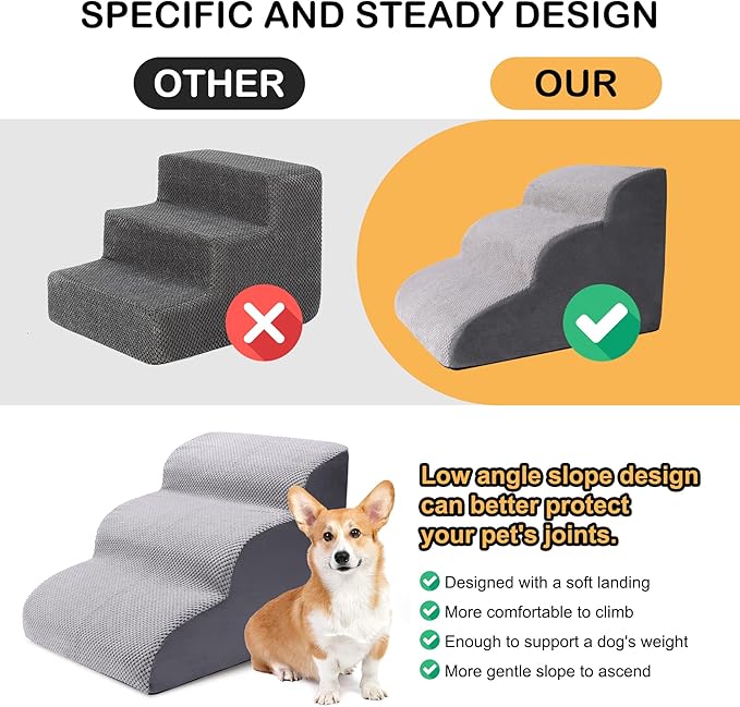 3 Tier Dog Ramp for Couch 15.7" High