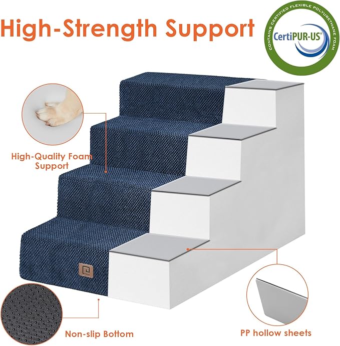 EHEYCIGA Dog Stairs for Bed 20”H 4-Step Extra